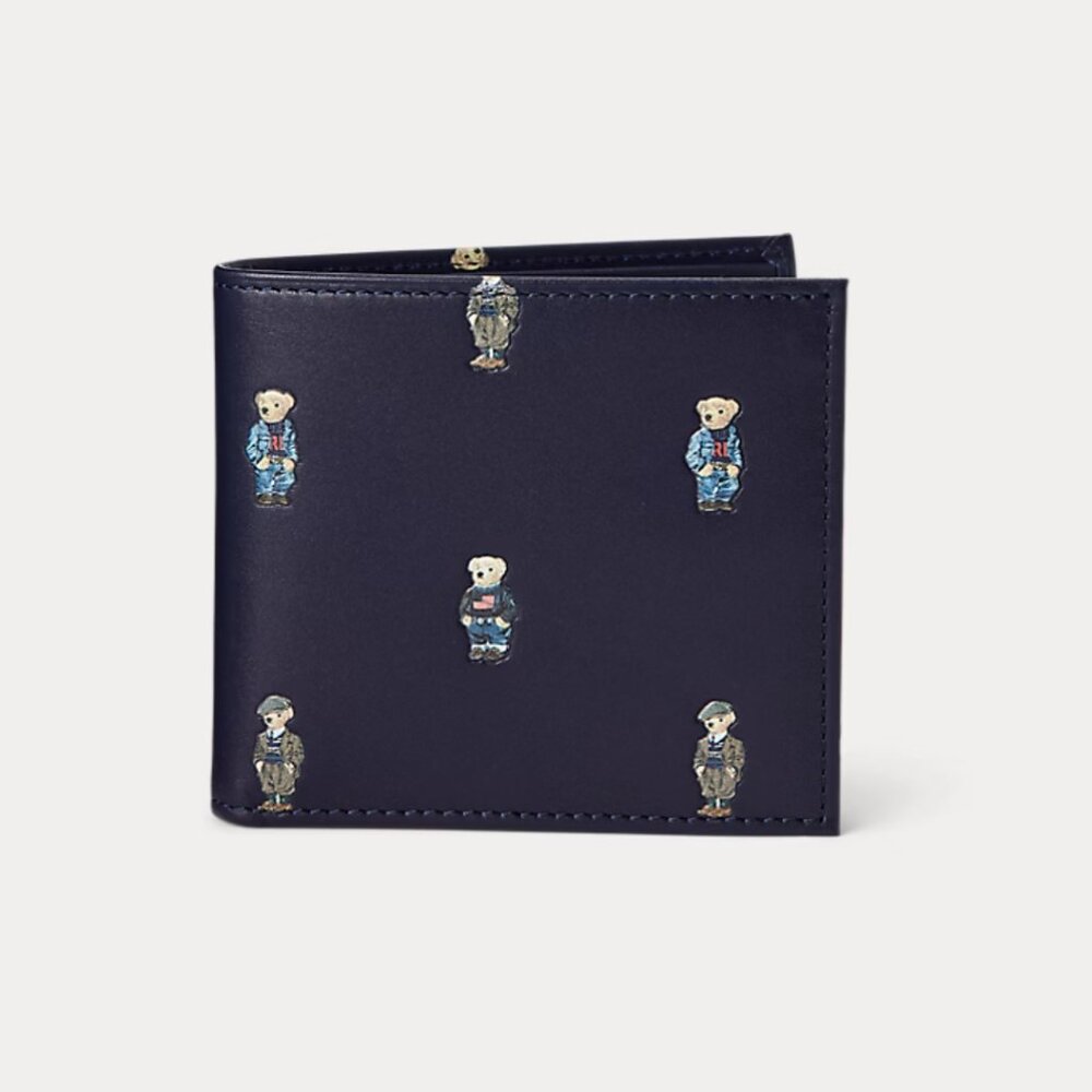 NWT Polo Ralph Lauren Bear Leather Billfold Wallet - One Size